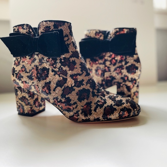 Kate Spade Leopard Sequin Booties - Picture 1 of 6